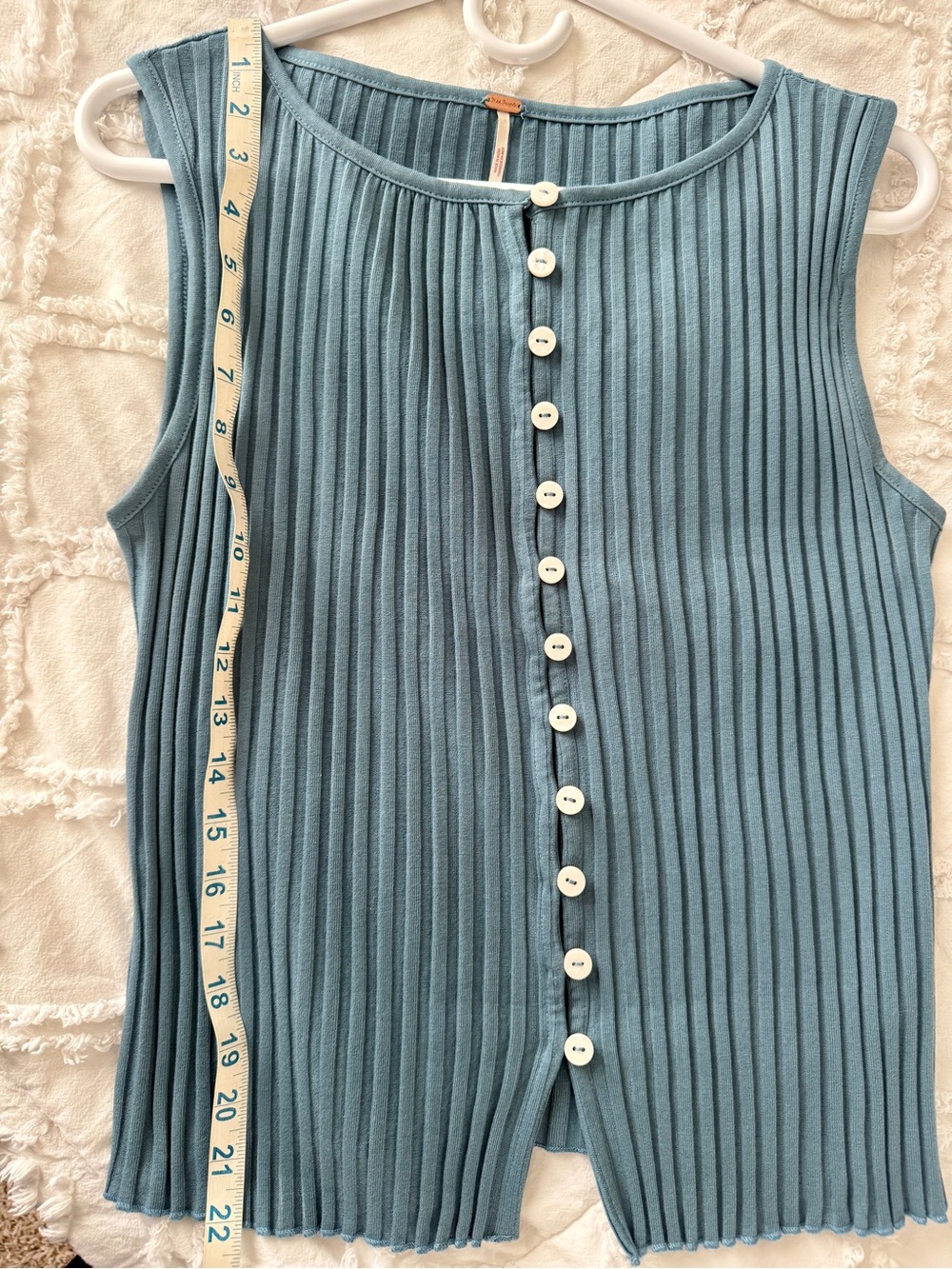 Free People Tilly Vest - Sleeveless Ribbed Button-Front Top in Slate Blue - Picture 7 of 7